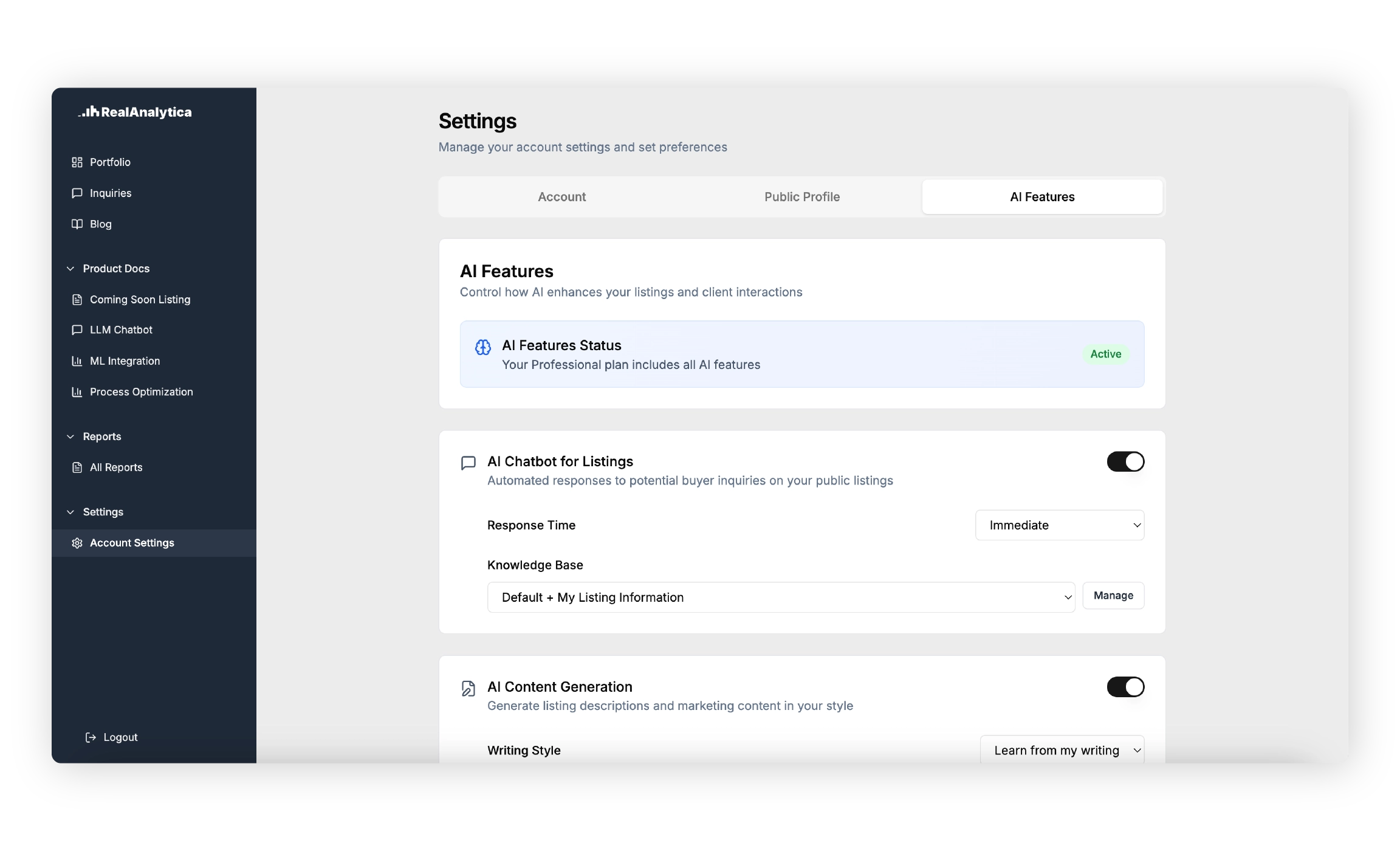 Customization interface for AI chatbot training