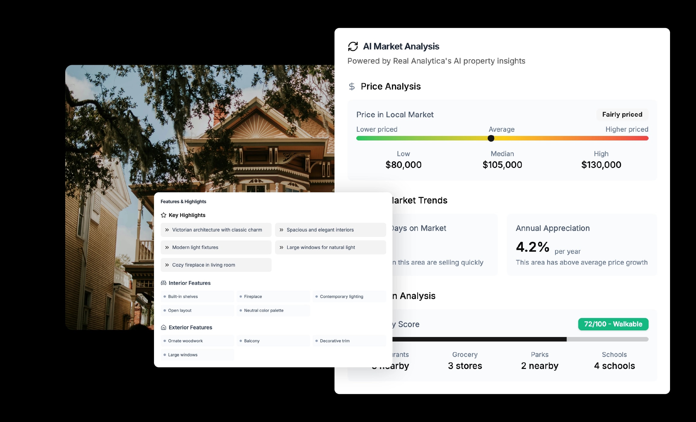 Chat interface showing property question conversation